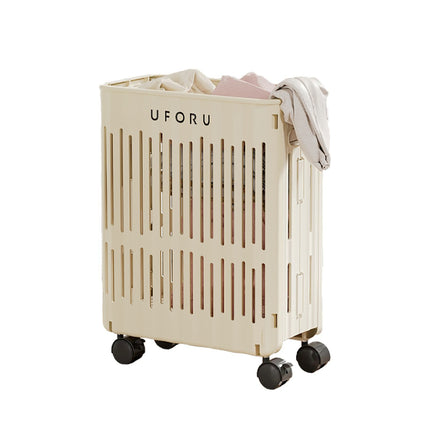 Large Folding Laundry Basket With Wheels Portable Clothes Storage Bin Organizer