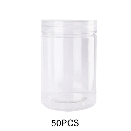 Wide Mouth Plastic Food Bottles 50pcs Transparent Sealed Storage Tanks Container