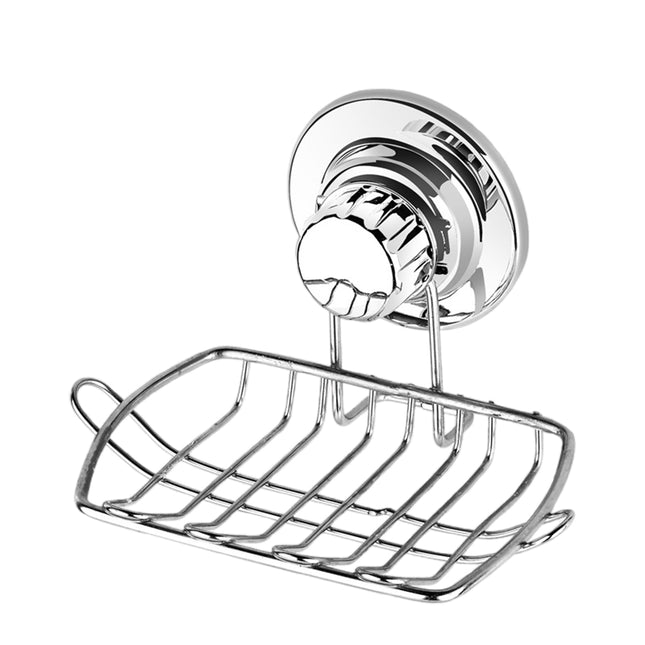Stainless Steel Soap Dish Rack Suction Cup Silver Wall Mounted Bathroom Storage