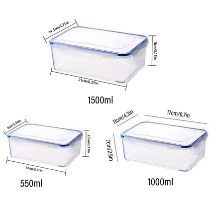 3PCS Clear Airtight Food Storage Containers Refrigerator Freezer Pantry Box