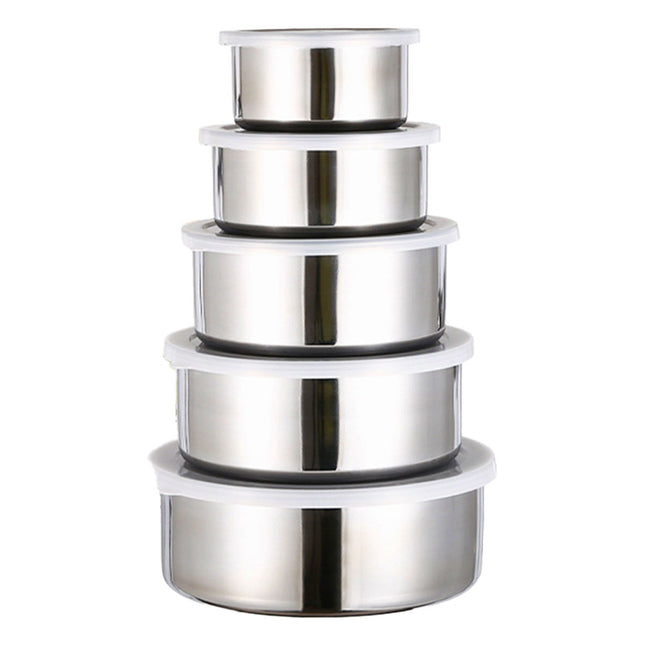 5PCS Food Storage Bowls Round Kitchen Containers with Lids for Fridge Pantry Use