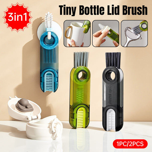 1/2pcs 3-in-1 U Shaped Bottle Thermos Cup Cleaning Brush with Rotating Heads