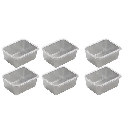 6pcs Stainless Steel Food Storage Box Refrigerator Crisper Rectangle Container