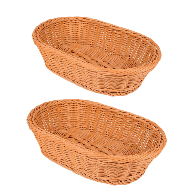 Imitation Rattan Plastic Basket Bread Fruit Vegetable Snack Storage Display Bin