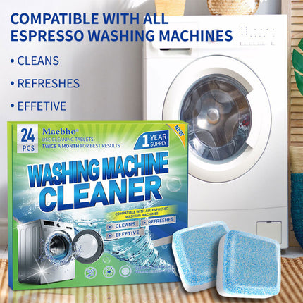 24PCS Effervescent Tablets Washing Machine Cleaner Deep Stain and Odor Removal