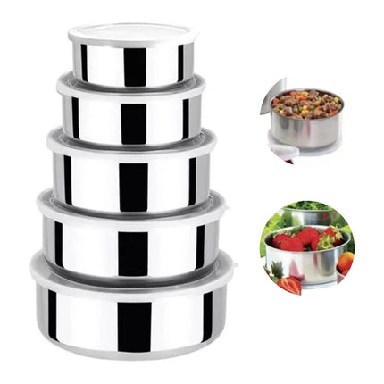 5PCS Food Storage Bowls Round Kitchen Containers with Lids for Fridge Pantry Use