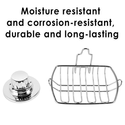 Stainless Steel Soap Dish Rack Suction Cup Silver Wall Mounted Bathroom Storage
