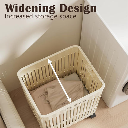 Large Folding Laundry Basket With Wheels Portable Clothes Storage Bin Organizer