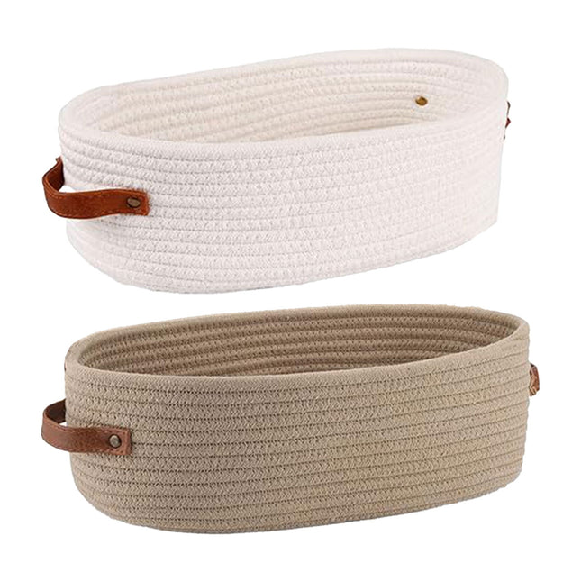 Oval Storage Basket with Handles Shelf Organiser Bin Laundry Toy Container