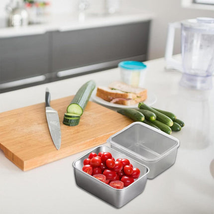 6pcs Stainless Steel Food Storage Box Refrigerator Crisper Rectangle Container