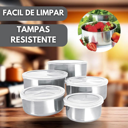 5PCS Food Storage Bowls Round Kitchen Containers with Lids for Fridge Pantry Use