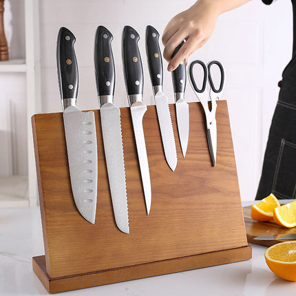 Wooden Magnetic Knife Holder Kitchen Counter Storage Rack Multi Functional Block
