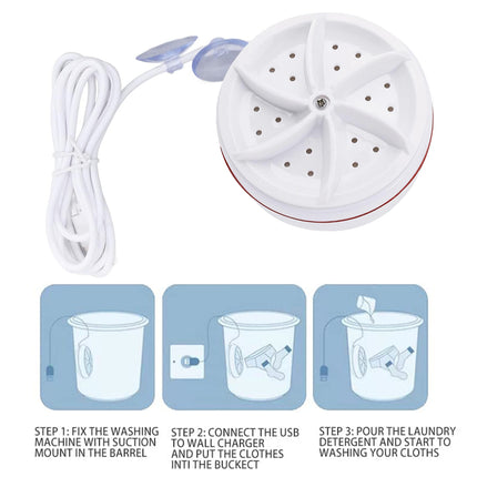 Travel Mini Portable Washing Machine Ultrasonic Turbine USB Laundry Washer
