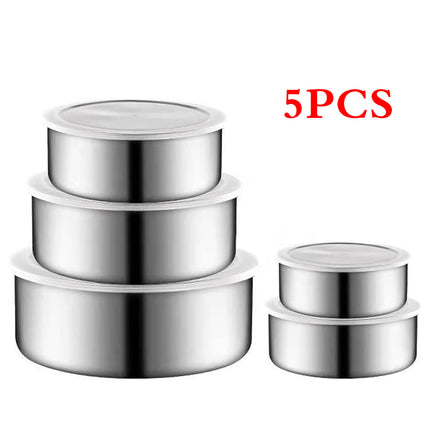 5PCS Food Storage Bowls Round Kitchen Containers with Lids for Fridge Pantry Use