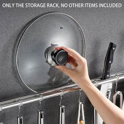 Stainless Steel Kitchen Utensil Storage Rack Organiser Lid Holder Wall Mount