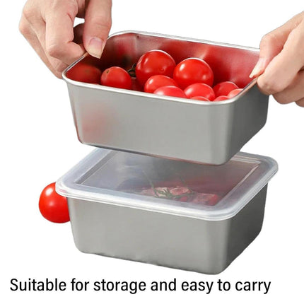 6pcs Stainless Steel Food Storage Box Refrigerator Crisper Rectangle Container