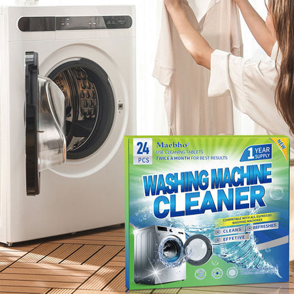 24PCS Effervescent Tablets Washing Machine Cleaner Deep Stain and Odor Removal