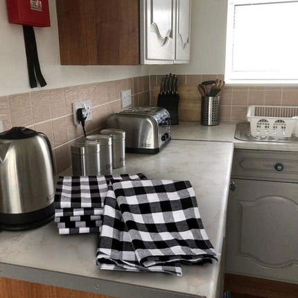 6PCS Checkered Kitchen Towels Dishwashing Cloths Cleaning Cloth Set for Home Use