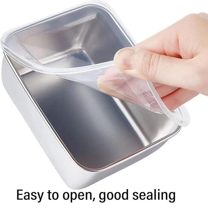 6pcs Stainless Steel Food Storage Box Refrigerator Crisper Rectangle Container