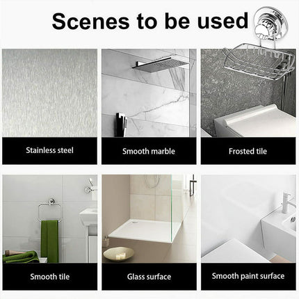 Stainless Steel Soap Dish Rack Suction Cup Silver Wall Mounted Bathroom Storage