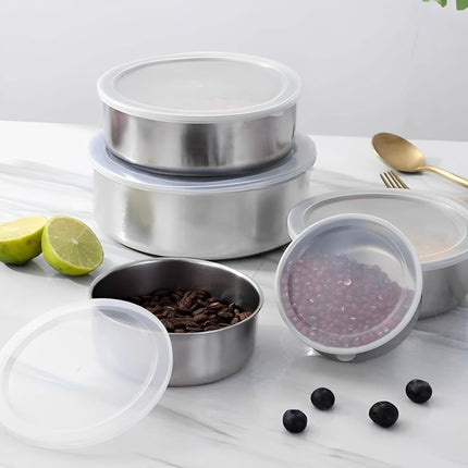 5PCS Food Storage Bowls Round Kitchen Containers with Lids for Fridge Pantry Use