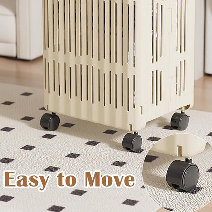 Large Folding Laundry Basket With Wheels Portable Clothes Storage Bin Organizer