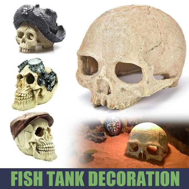Artificial Fake Skull Head Bone Aquarium Ornament Fish Tank Decoration