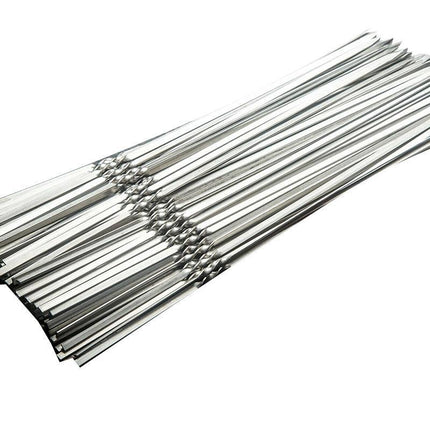 Stainless Steel Barbecue Metal Skewers Flat Needle Bbq Tools Kebab Stick 30Cm Au - Aimall