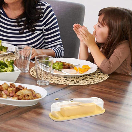 Square Butter Box with Knife Cheese Storage Container Cutting Tray for Kitchen