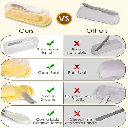 Square Butter Box with Knife Cheese Storage Container Cutting Tray for Kitchen