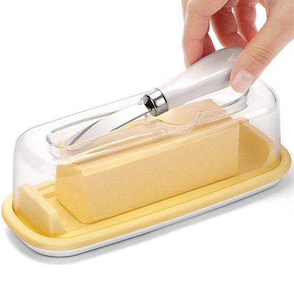 Square Butter Box with Knife Cheese Storage Container Cutting Tray for Kitchen