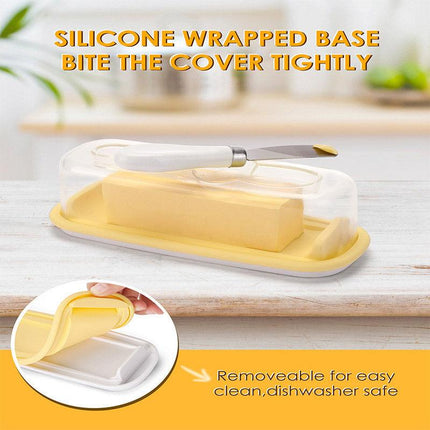 Square Butter Box with Knife Cheese Storage Container Cutting Tray for Kitchen