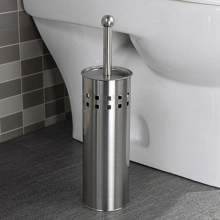 2PCS Toilet Brush Set Stainless Steel Long Handle Soft Bristles Bathroom Cleaner