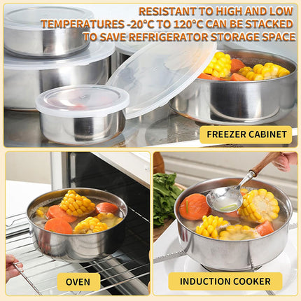 5PCS Food Storage Bowls Round Kitchen Containers with Lids for Fridge Pantry Use