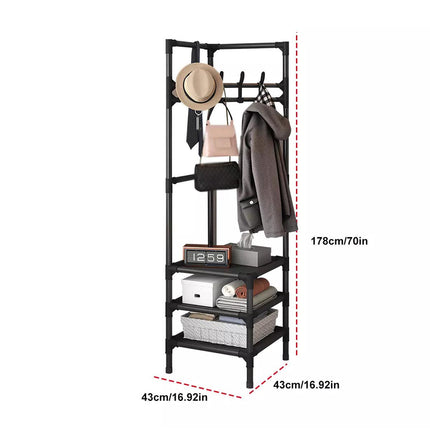 Corner Coat Clothes Stand Rack Hat Shoes Racks Thicken Hanger Shelf Organizer
