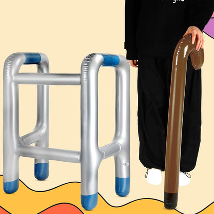 3X Costume Party Disabled Older Frame Inflatable Toys Blow Up Prop Walking Stick