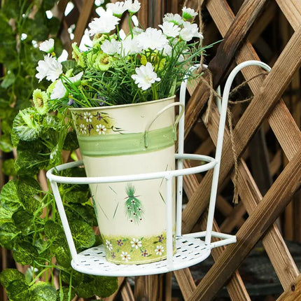 Iron Balcony Flower Rack Hanging Pot Hanger Railings Planter Rack Outdoor Garden