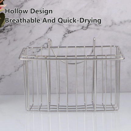 Stainless Steel Kitchen Sponge Holder Soap Brush Sink Caddy Drainer Rack Storage