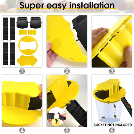 Flip Lid Bucket Rat Trap with Ramp Auto Reset Reusable Mouse Catcher No Bucket