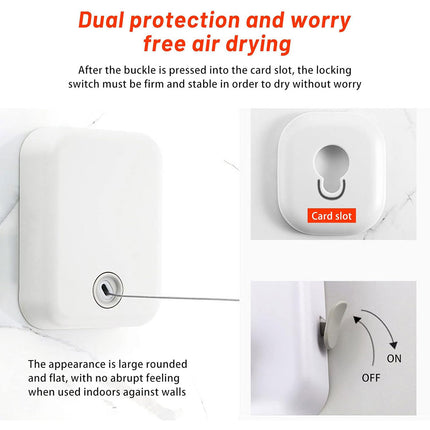 Invisible Clothesline Indoor Drying Rope Wall Mounted Laundry Retractable Line