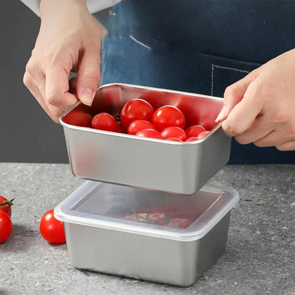 6pcs Stainless Steel Food Storage Box Refrigerator Crisper Rectangle Container