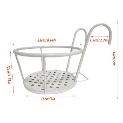 Iron Balcony Flower Rack Hanging Pot Hanger Railings Planter Rack Outdoor Garden