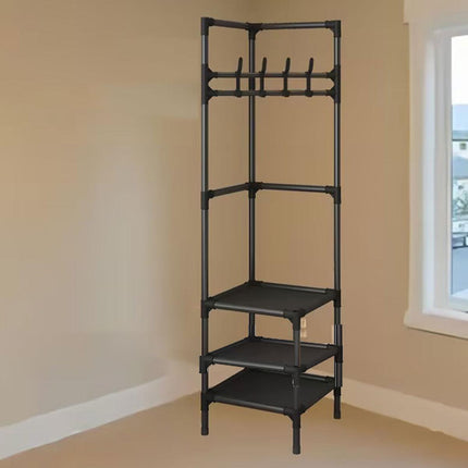 Corner Coat Clothes Stand Rack Hat Shoes Racks Thicken Hanger Shelf Organizer