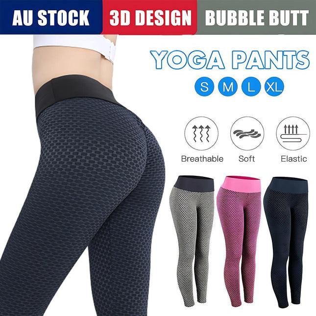 Women Yoga Pants Leggings High Waist Anti Cellulite Butt Lift Gym Fitness Black