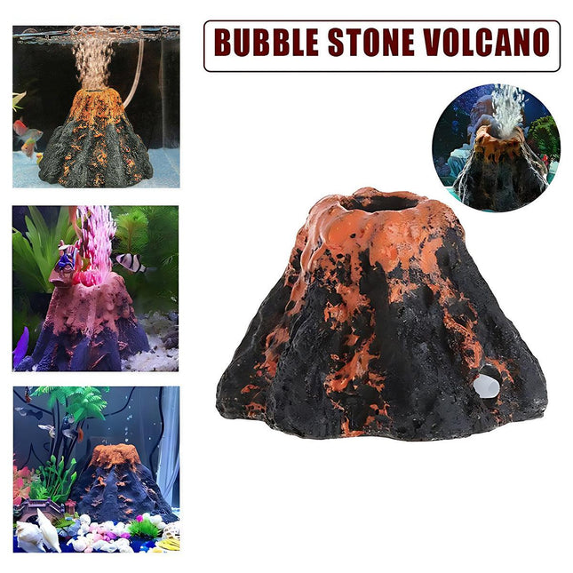 Aquarium Ornament Decoration Fish Tank Air Bubble Stone Volcano Shape Rockery