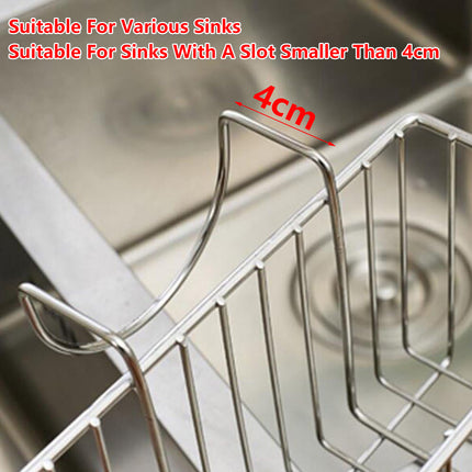 Stainless Steel Kitchen Sponge Holder Soap Brush Sink Caddy Drainer Rack Storage