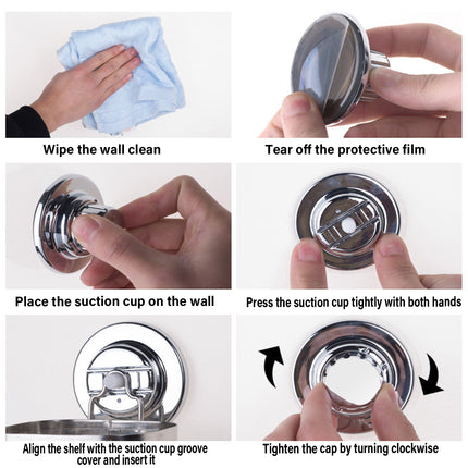 Stainless Steel Soap Dish Rack Suction Cup Silver Wall Mounted Bathroom Storage