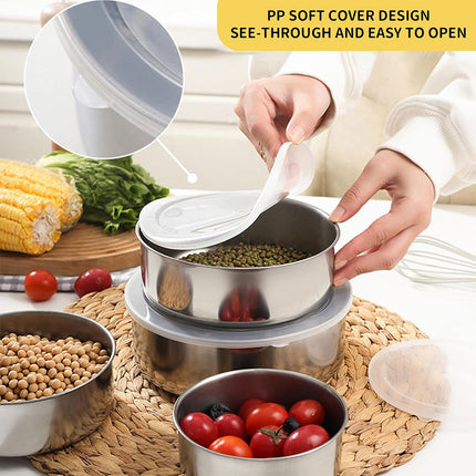 5PCS Food Storage Bowls Round Kitchen Containers with Lids for Fridge Pantry Use