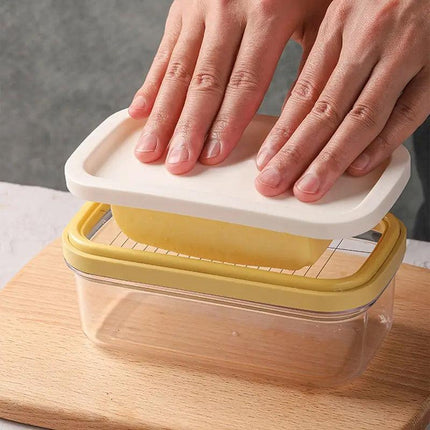 Rectangular Butter Box Storage Container Cheese Cutter Kitchen Organizer Lid
