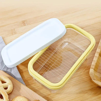 Rectangular Butter Box Storage Container Cheese Cutter Kitchen Organizer Lid